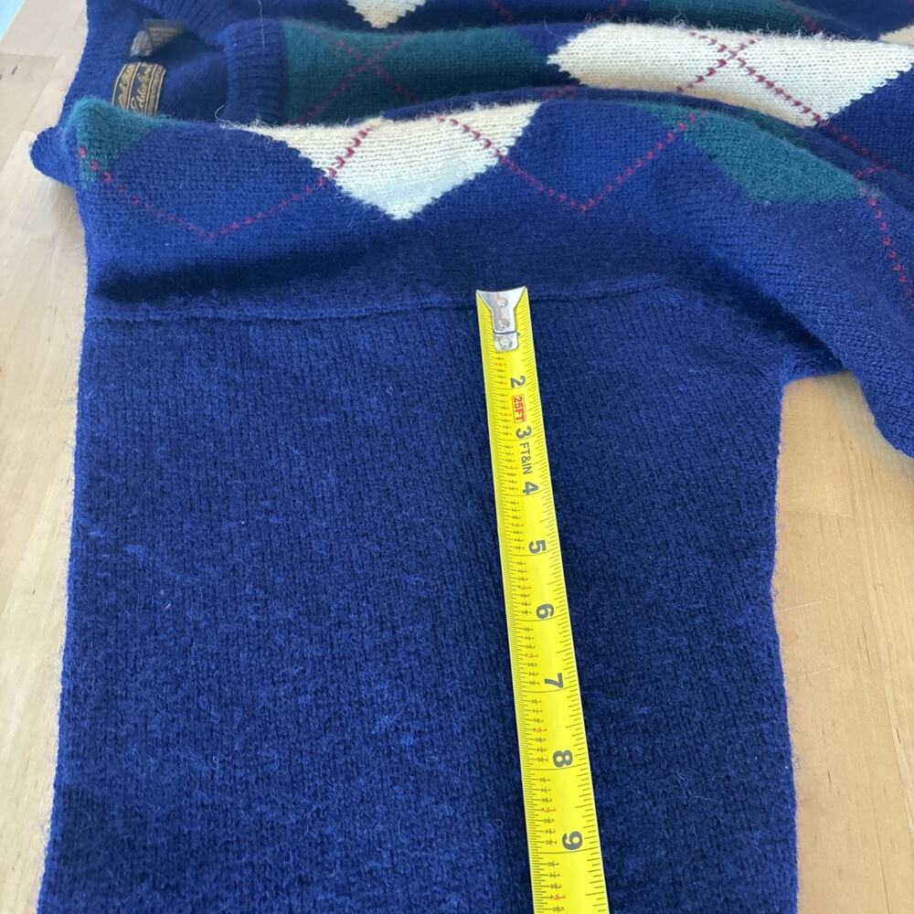 Vintage Eddie Bauer Men’s XL 100% Shetland Wool Argyle Sweater Made In Hong Kong - Picture 8 of 9